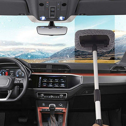 Windshield Cleaning Brush, Car Window Wash Brush With Extendable Handle Microfiber Pad 180 Degree ROtation Defogger.