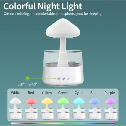 Rain Cloud Humidifier, Essential Oil Diffuser, Cute Mushroom Night Light With 7 Color Changing, Desktop Fountain, Sound.