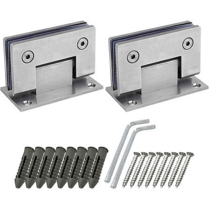 2 Pack 90 Degree Shower Door Hinges With Screws, 4Mm Thickness Stainless Steel For Bathroom Door And Glass (Silver).
