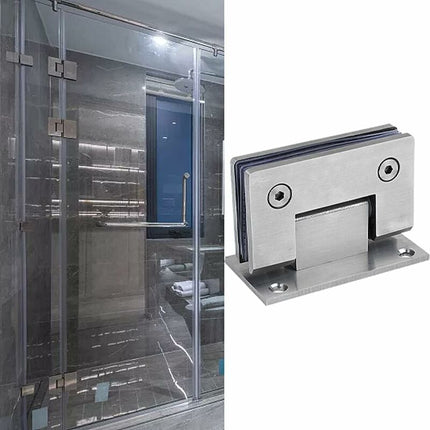 2 Pack 90 Degree Shower Door Hinges With Screws, 4Mm Thickness Stainless Steel For Bathroom Door And Glass (Silver).