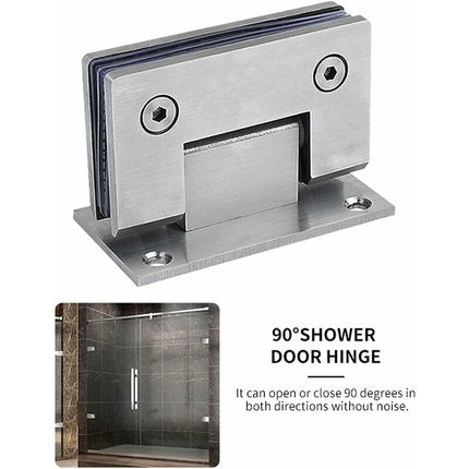 2 Pack 90 Degree Shower Door Hinges With Screws, 4Mm Thickness Stainless Steel For Bathroom Door And Glass (Silver).