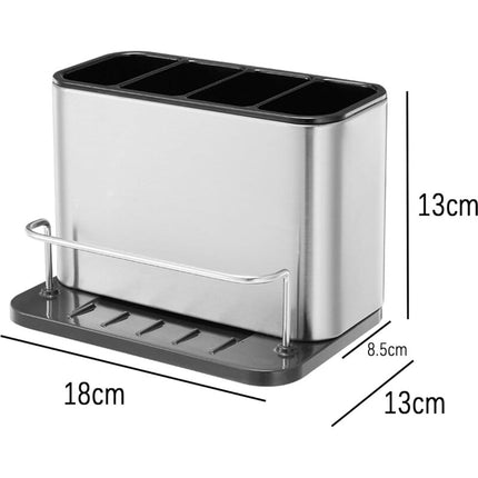 Cutlery Drainer, Fork Spoon Organizer Rack With 4 Compartments With Drainer, For Knife And Fork, Spoon, Sink Drying.