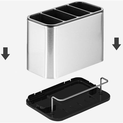 Cutlery Drainer, Fork Spoon Organizer Rack With 4 Compartments With Drainer, For Knife And Fork, Spoon, Sink Drying.