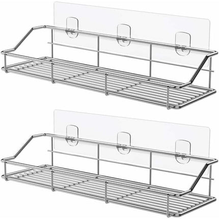 Shower Caddy Bathroom Shelf Basket Toilet Kitchen Spice Rack Sus304 Stainless Steel No Drilling - 2 Pack.