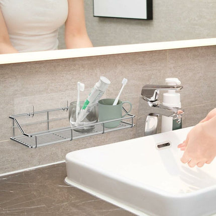 Shower Caddy Bathroom Shelf Basket Toilet Kitchen Spice Rack Sus304 Stainless Steel No Drilling - 2 Pack.