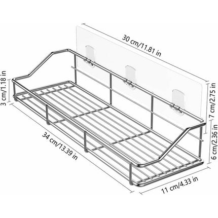 Shower Caddy Bathroom Shelf Basket Toilet Kitchen Spice Rack Sus304 Stainless Steel No Drilling - 2 Pack.