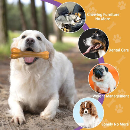 Indestructible Dog Toys, Dog Chew Bones, Light Beef And Bacon Flavor Dog Toys For Large Medium Dogs Dental Care Teeth.