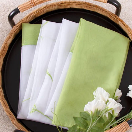 Sheer Curtains Floral Voile Embroidery Tab Top Window Panels For Bedroom Living ROom Decoration 2 Panels, Green, W140Cm.