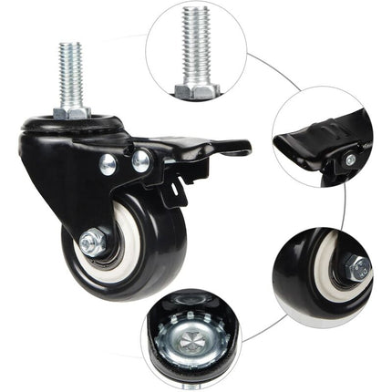 4 Swivel Casters 50Mm Furniture Transport Casters, 40Kg Load Capacity Each, M10 Screws.