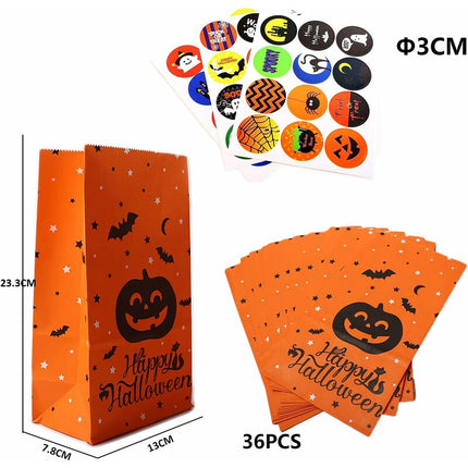 Halloween Paper Bag Candy Bag Gift Bag Set 36 pcs Kraft Paper Bag Kids Birthday Party Wedding Gift Wrapping Paper Bag.