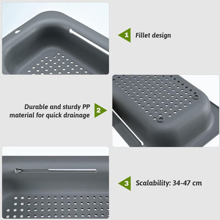 Expandable Sink Strainer - Food Grade Pp Material - Effective Drainage Holes - Quick Drying Rack For Dishes - Easy To.