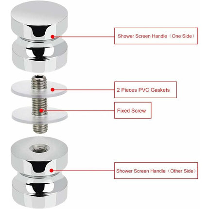 2 Pairs Stainless Steel Sliding Shower Door Knobs Glass Shower Door Handles For Bathroom Kitchen Home Office Hotel.