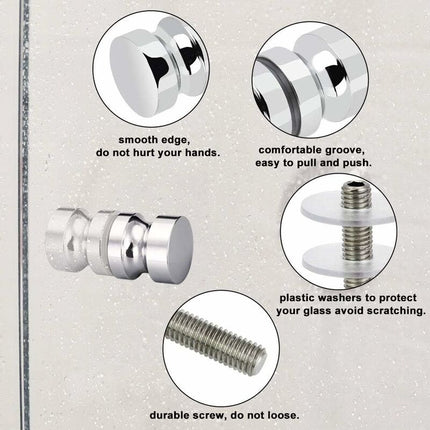 2 Pairs Stainless Steel Sliding Shower Door Knobs Glass Shower Door Handles For Bathroom Kitchen Home Office Hotel.