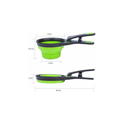 Multi-Purpose Pet Food Scoop, 3 In 1 Collapsible Silicone Measuring Cup And Bag Seal Clip For Dog Cat Storage Food.