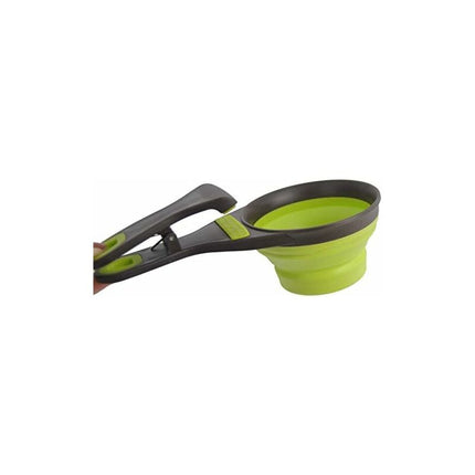 Multi-Purpose Pet Food Scoop, 3 In 1 Collapsible Silicone Measuring Cup And Bag Seal Clip For Dog Cat Storage Food.