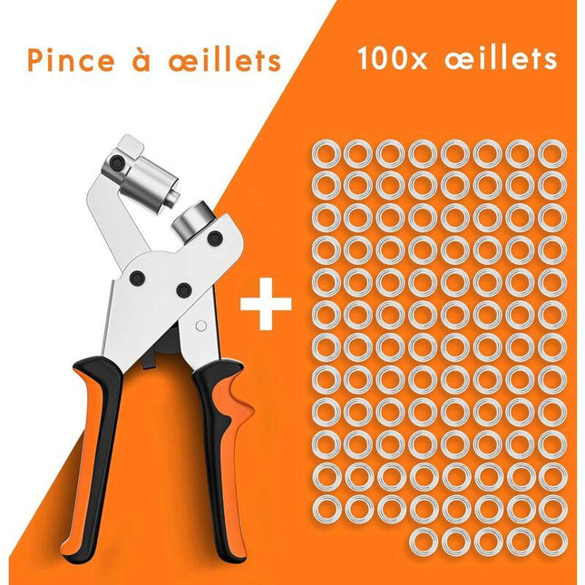 Professional Eyelet Punch Pliers - Minimal Effort - Punch Pliers With 100 Eyelets (Inner Ø 10 Mm).