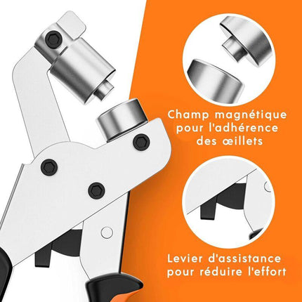 Professional Eyelet Punch Pliers - Minimal Effort - Punch Pliers With 100 Eyelets (Inner Ø 10 Mm).