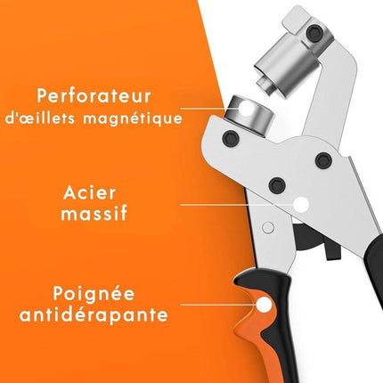 Professional Eyelet Punch Pliers - Minimal Effort - Punch Pliers With 100 Eyelets (Inner Ø 10 Mm).