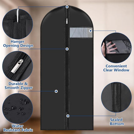 Garment Covers 60 X 140 Cm Pack Of 6, Waterproof Dustproof Clothes Cover With Zip, Hanging Garment Cover For Storage Of.