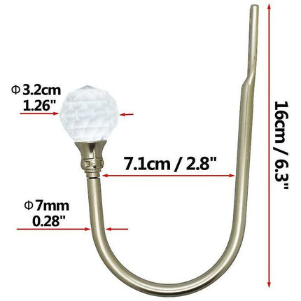 Curtain Tiebacks Wall Hooks U Metal Curtain Tiebacks, Metallic Curtain 2 Pack (Silver).