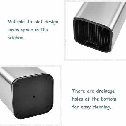 Knife Block, Stainless Steel Knife Holder, Kitchen Knife Holder, Square Knife Holder, For Knives And Scissors (Square).