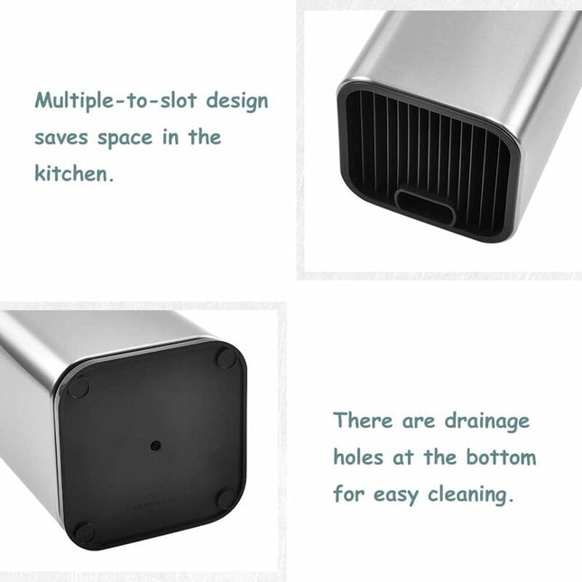 Knife Block, Stainless Steel Knife Holder, Kitchen Knife Holder, Square Knife Holder, For Knives And Scissors (Square).