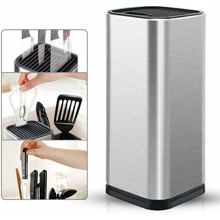 Knife Block, Stainless Steel Knife Holder, Kitchen Knife Holder, Square Knife Holder, For Knives And Scissors (Square).