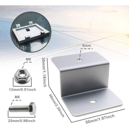 Solar Panel Mounting Bracket Kit Z Type With Nuts And Bolts 1 Hole.