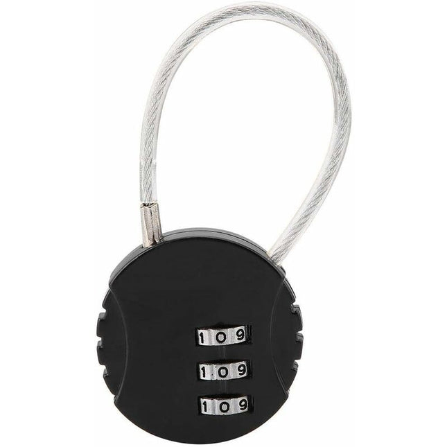 Security Padlock, Combination Lock Code Lock Travel Lock With Steel Cable 3 Digit Luggage Lock For Suitcases And.