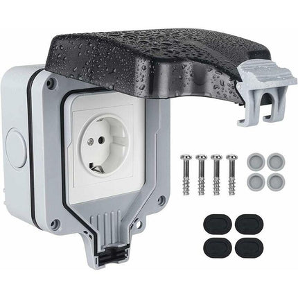 Waterproof Outdoor Wall Socket, Ip66 Weatherproof Outdoor Socket For Kitchen, Bathroom, Garage, Pool And Garden.