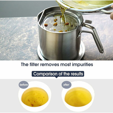 Oil Pot Grease Can Stainless Steel Storage Can With 2 Liter Can In Dust Cover For Fine Mesh Sieve Non-Slip Plate Frying.