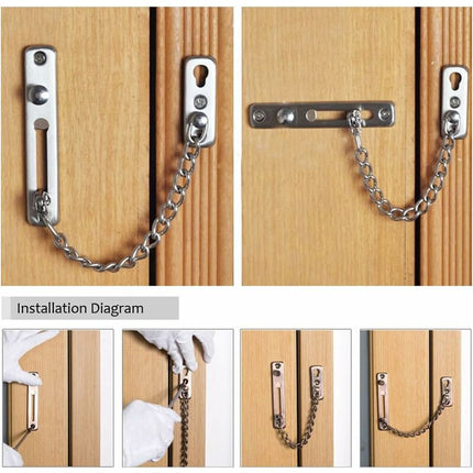Silver Chain Sliding Security Lock - Door Lock - Door Lock - Interior Sliding Door - Exterior Gate Lock - Door Latch.