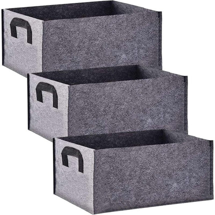 Grow Bag, 3 Pack Rectangular Black Non-Woven Planting Bags With Handle, Indoor Outdoor Grow Bags Planting Pot For.