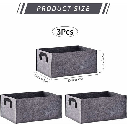 Grow Bag, 3 Pack Rectangular Black Non-Woven Planting Bags With Handle, Indoor Outdoor Grow Bags Planting Pot For.