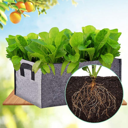 Grow Bag, 3 Pack Rectangular Black Non-Woven Planting Bags With Handle, Indoor Outdoor Grow Bags Planting Pot For.