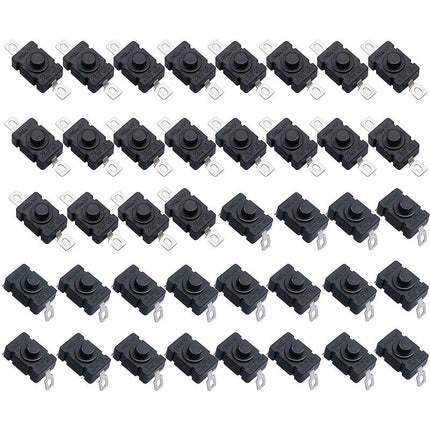 40 pcs Self-Locking Push Button Switch, Kan-28 Mini Flashlight Switch (20 pcs Flat Pin With Hole + 20 pcs Bent Pin With.