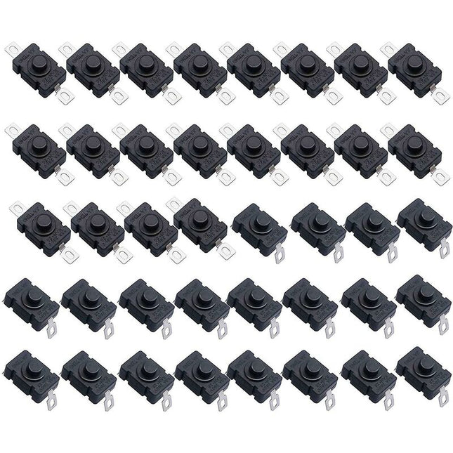 40 pcs Self-Locking Push Button Switch, Kan-28 Mini Flashlight Switch (20 pcs Flat Pin With Hole + 20 pcs Bent Pin With.