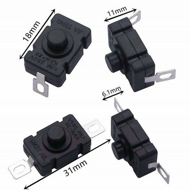 40 pcs Self-Locking Push Button Switch, Kan-28 Mini Flashlight Switch (20 pcs Flat Pin With Hole + 20 pcs Bent Pin With.