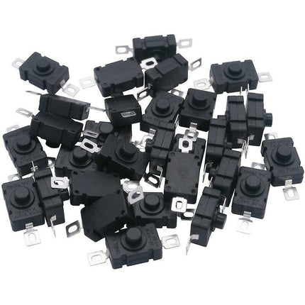 40 pcs Self-Locking Push Button Switch, Kan-28 Mini Flashlight Switch (20 pcs Flat Pin With Hole + 20 pcs Bent Pin With.