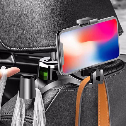 Car Headrest Hook, 2 In 1 Car Bag Holder With Phone Holder, Universal Car Interior Accessory Bag Holder, Vehicle Seat.