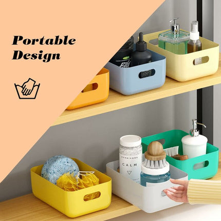 Plastic Storage Basket, 7 Pack Stackable Storage Baskets With Handles For Kitchen Shelf, Bathroom, Nursery, Closet And.