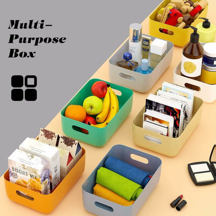 Plastic Storage Basket, 7 Pack Stackable Storage Baskets With Handles For Kitchen Shelf, Bathroom, Nursery, Closet And.