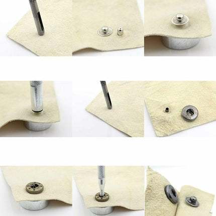 11-Piece Leathercraft Tool Set - For Setting Rivets And Snap Fasteners, Drilling Holes And Punching. For Hobbies And Diy.