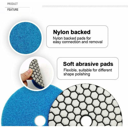 7 pcs Diamond Polishing Disc 4"/100Mm Dry Diamond Polishing Pads For Marble, Granite, Stone, Concrete (50).