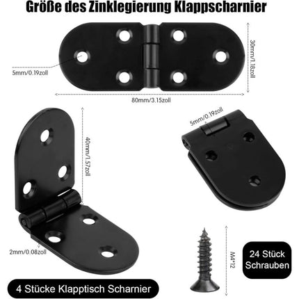 4 pcs Stainless Steel Folding Table Hinges - 180 Degree ROund Screw-In Hinges - Folding Table Hinges - Table Hinges -.