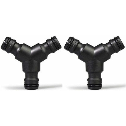 Plastic Snap On Hose Splitter (3 Way) Y Male Garden Hose Connector Y-Connector 2 Pack.