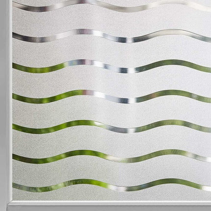 Privacy Window Film Frosted Self-Adhesive Window Sticker No Glue Static Cling Glass Film Opaque Uv Protection Wave.