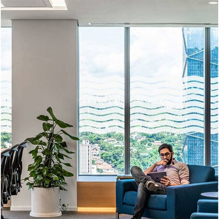 Privacy Window Film Frosted Self-Adhesive Window Sticker No Glue Static Cling Glass Film Opaque Uv Protection Wave.
