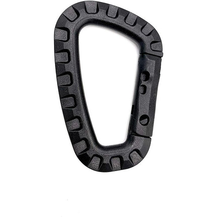 5 Pack Plastic Carabiners - Black - D-Shaped.