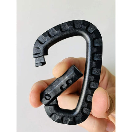 5 Pack Plastic Carabiners - Black - D-Shaped.
